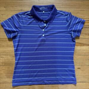 Nike Dri Fit purple striped short sleeve womens polo shirt SIZE M‎